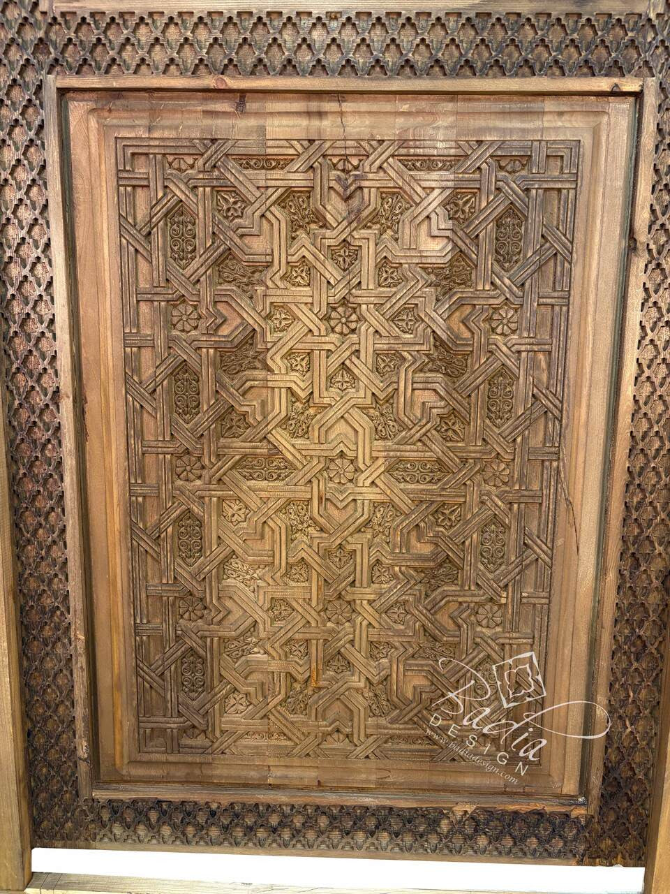 Stained Hand Carved Wooden Door