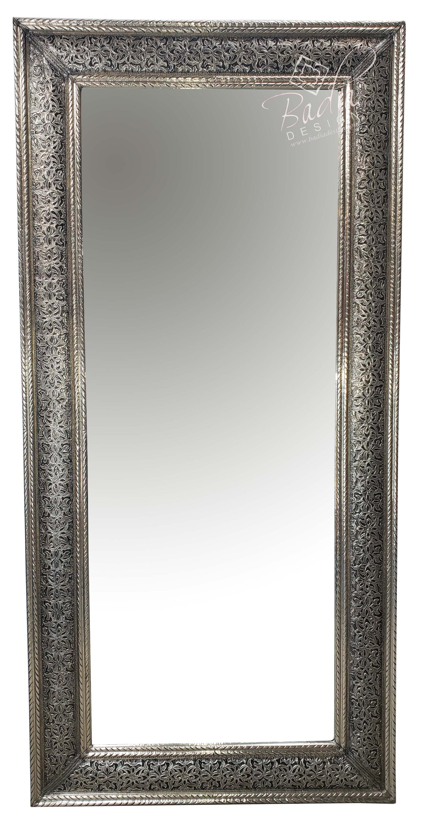 Rectangular Silver Nickel Embossed Mirror