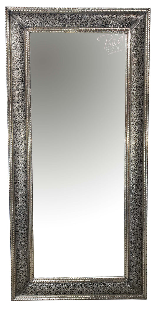 Rectangular Silver Nickel Embossed Mirror