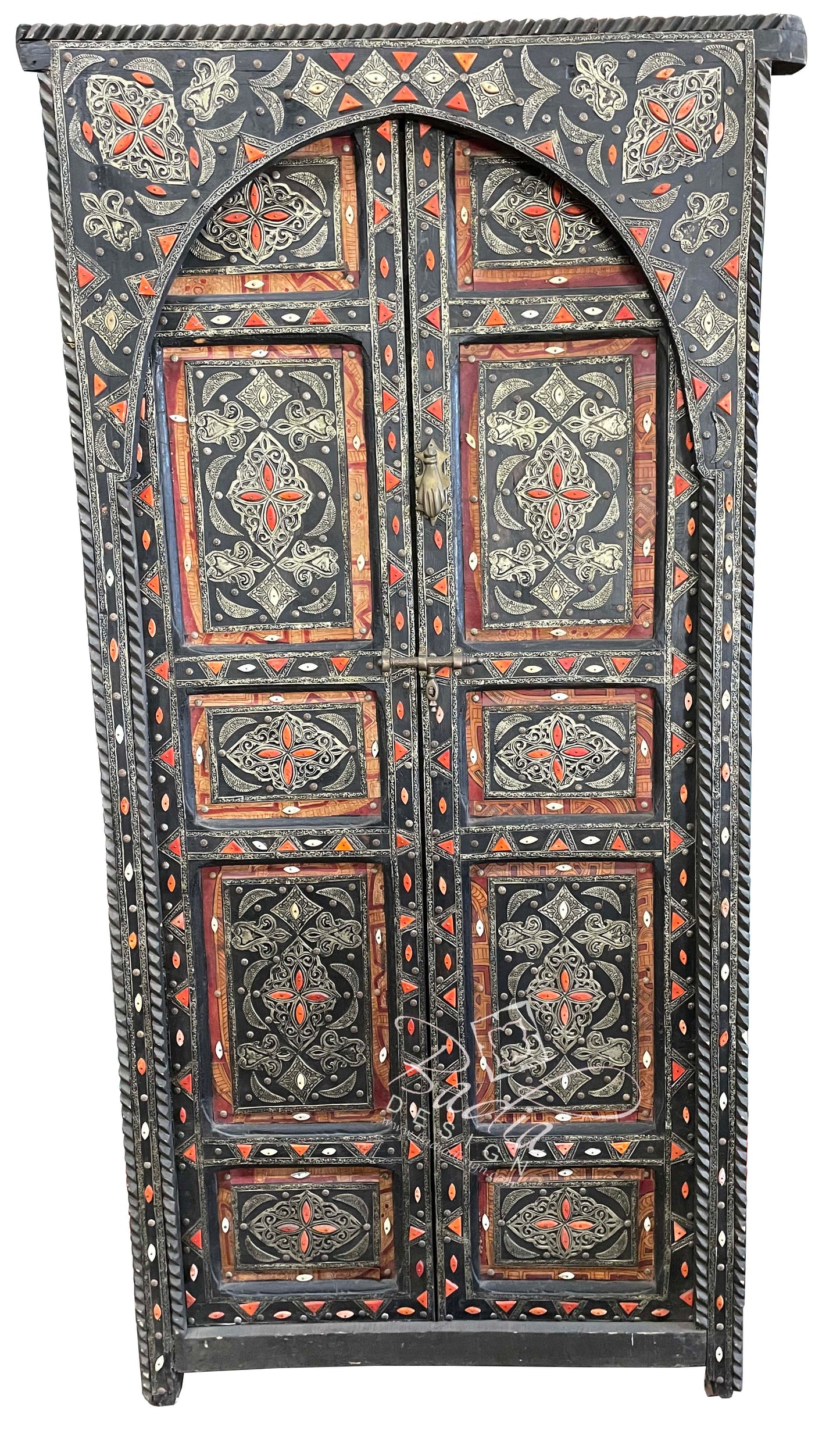 Tall Vintage Metal and Orange Bone Door - DR005