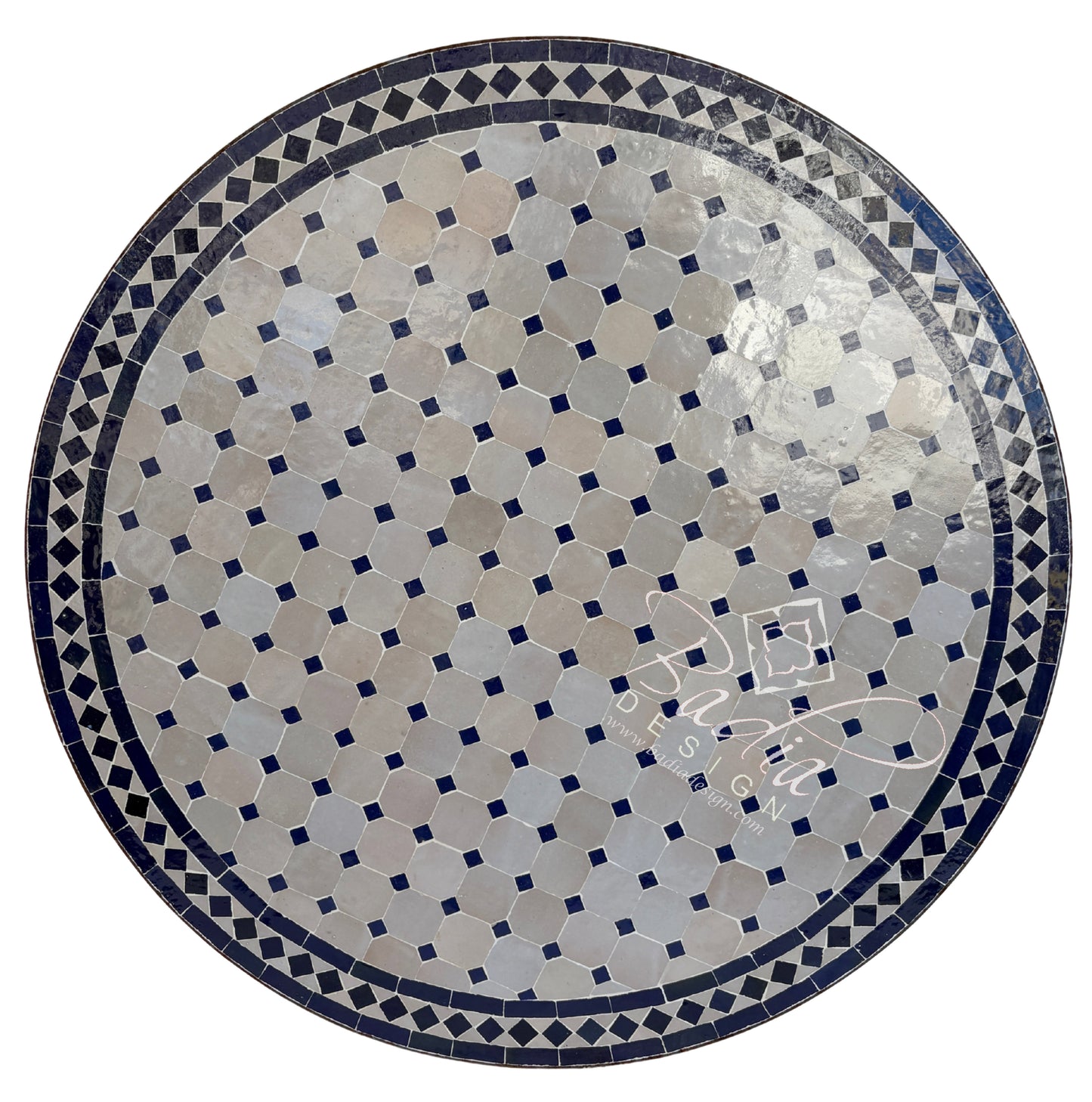 36 Inch Moroccan Blue and Beige Tile Table Top