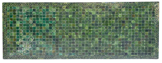95" x 40" Moroccan Green Tile Table with Natural Shade Variations