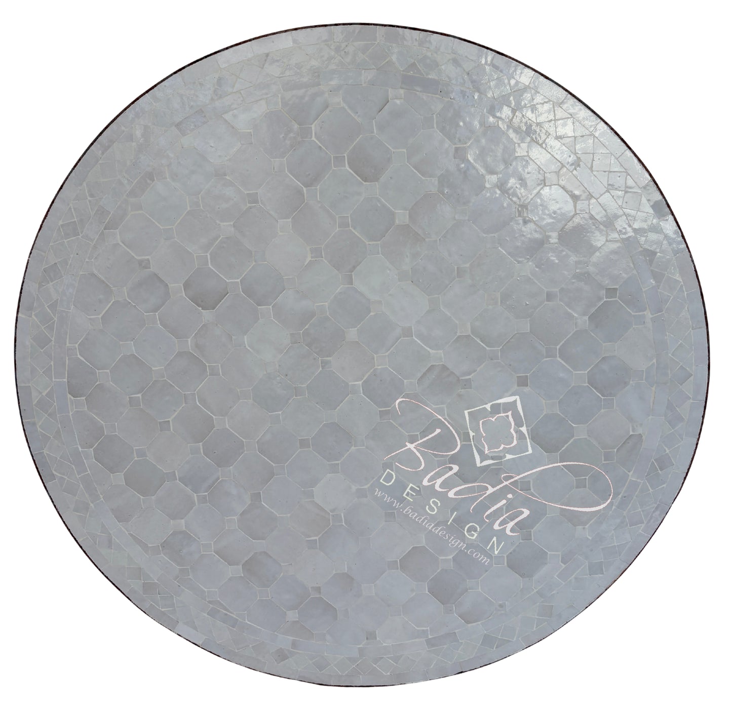 36 Inch Off White Round Tile Table Top