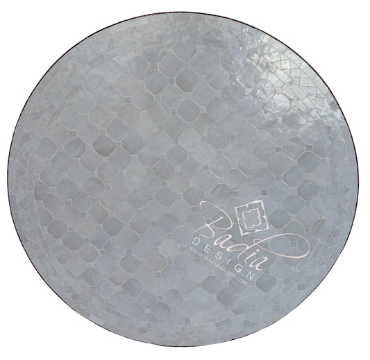 36 Inch Off White Round Tile Table Top