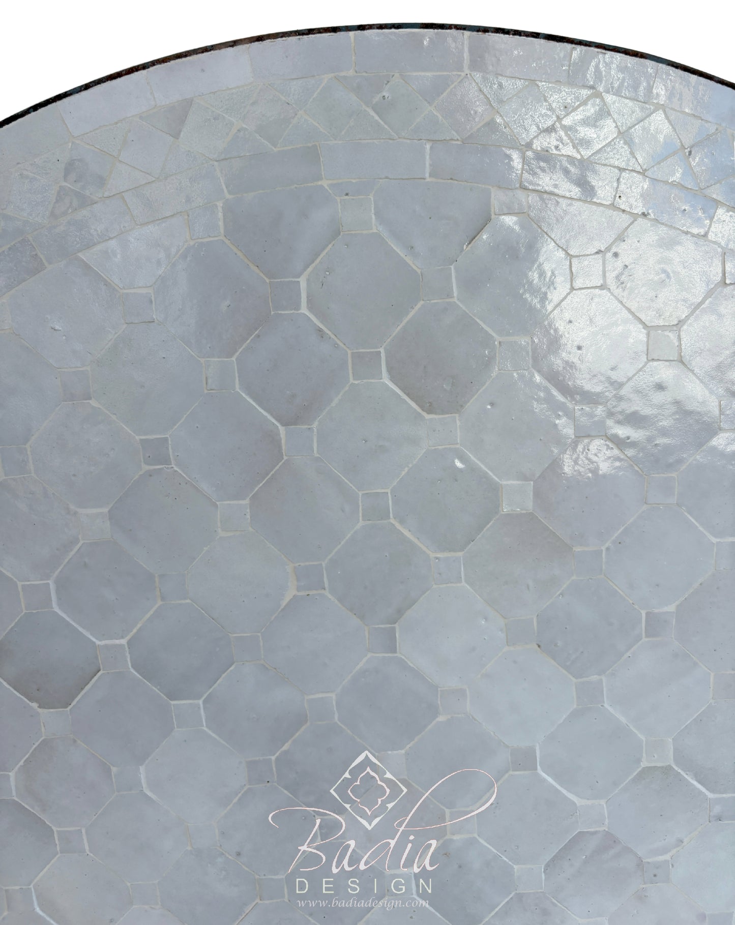 36 Inch Off White Round Tile Table Top