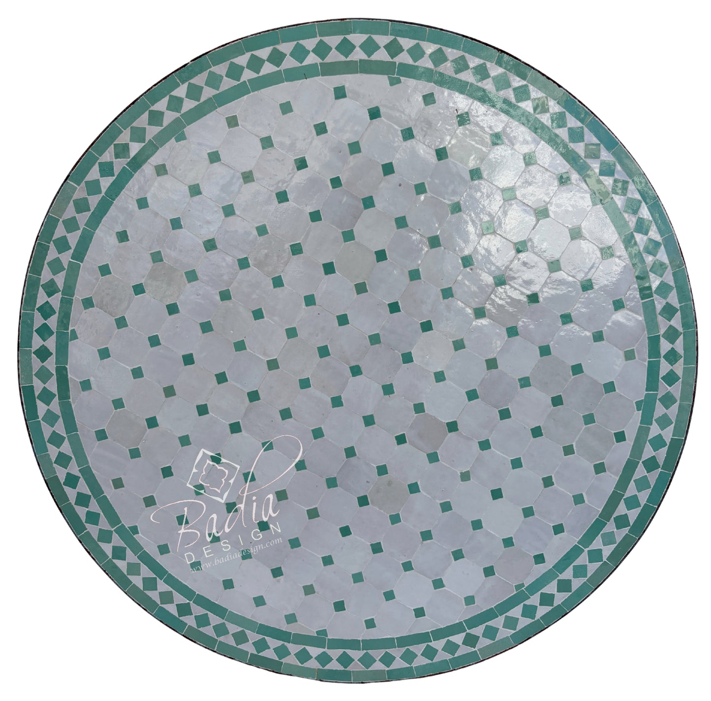 36 Inch Light Green Round Tile Table Top
