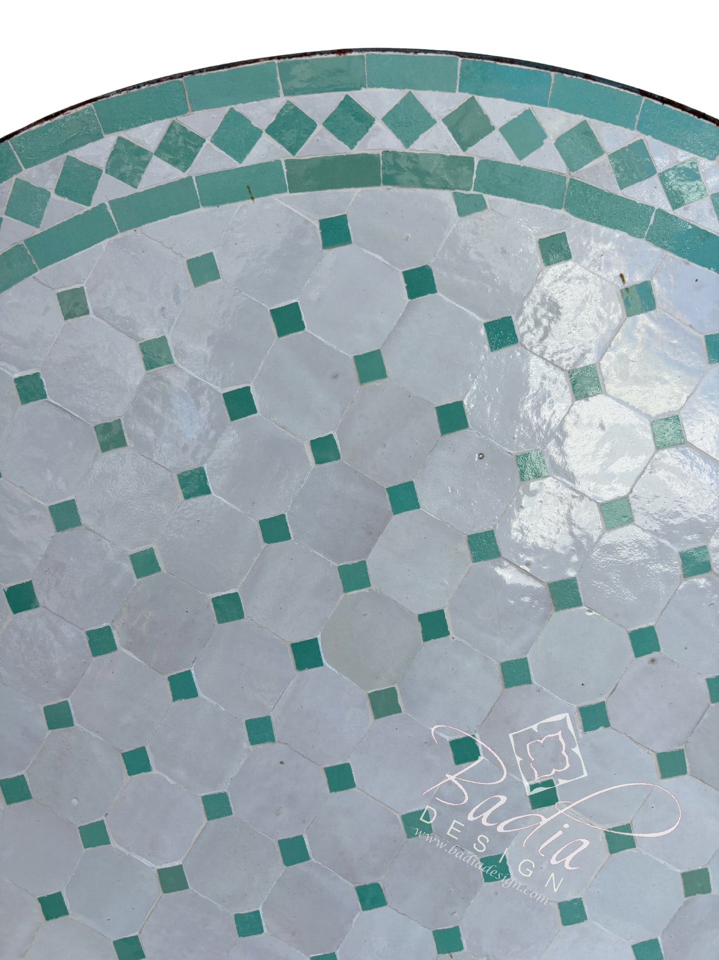 36 Inch Light Green Round Tile Table Top