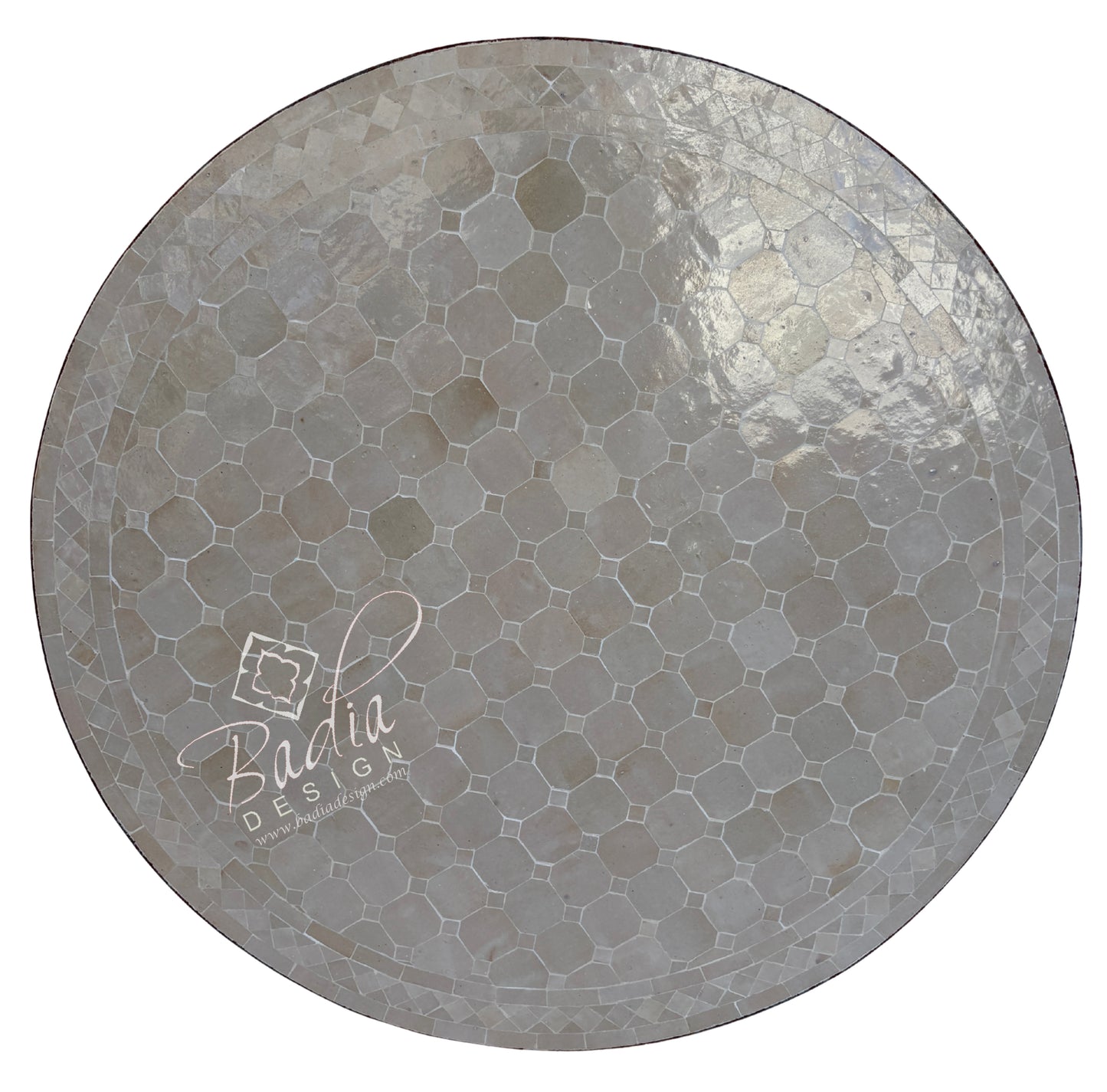 36 Inch Beige Round Tile Table Top