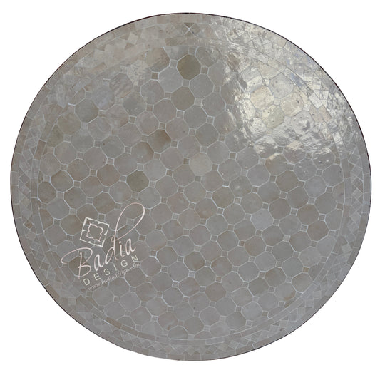36 Inch Beige Round Tile Table Top