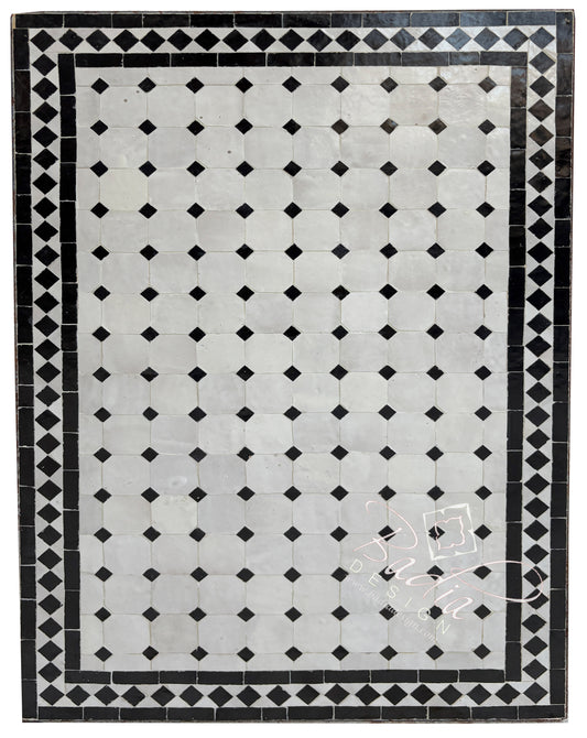 24" x 36" Rectangular Shaped Black and White Tile Table Top