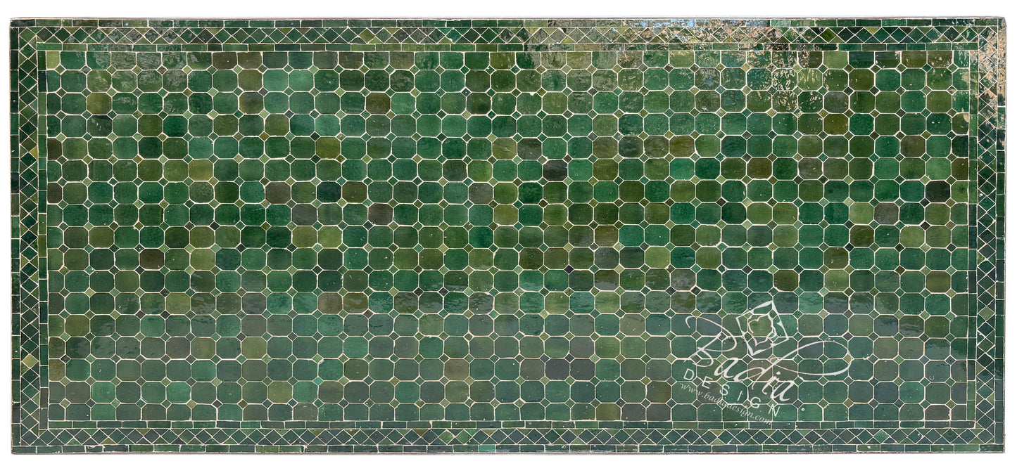 80" x 40" Emerald Green Rectangular Tile Table Top