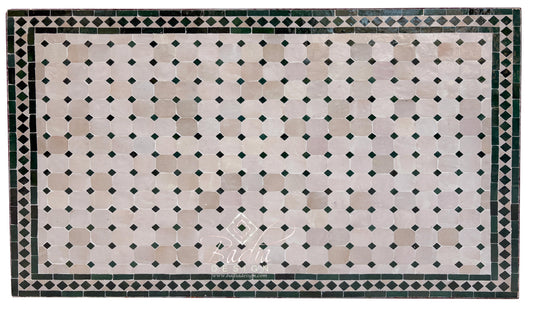 Rectangular Green and Beige Tile Table Top