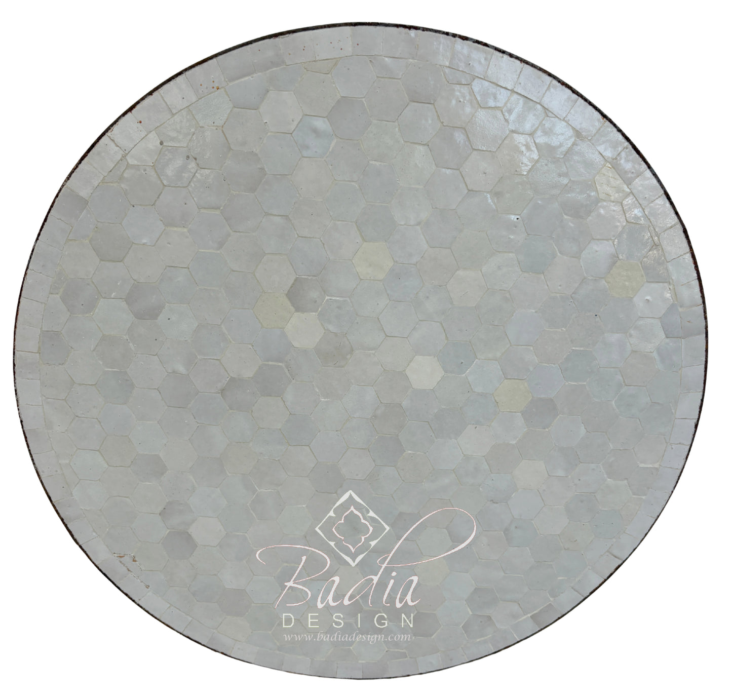 24 Inch Round Off-White Tile Table Top