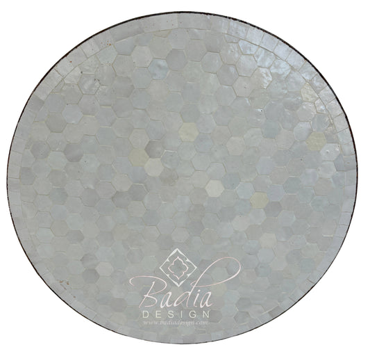 24 Inch Round Off-White Tile Table Top