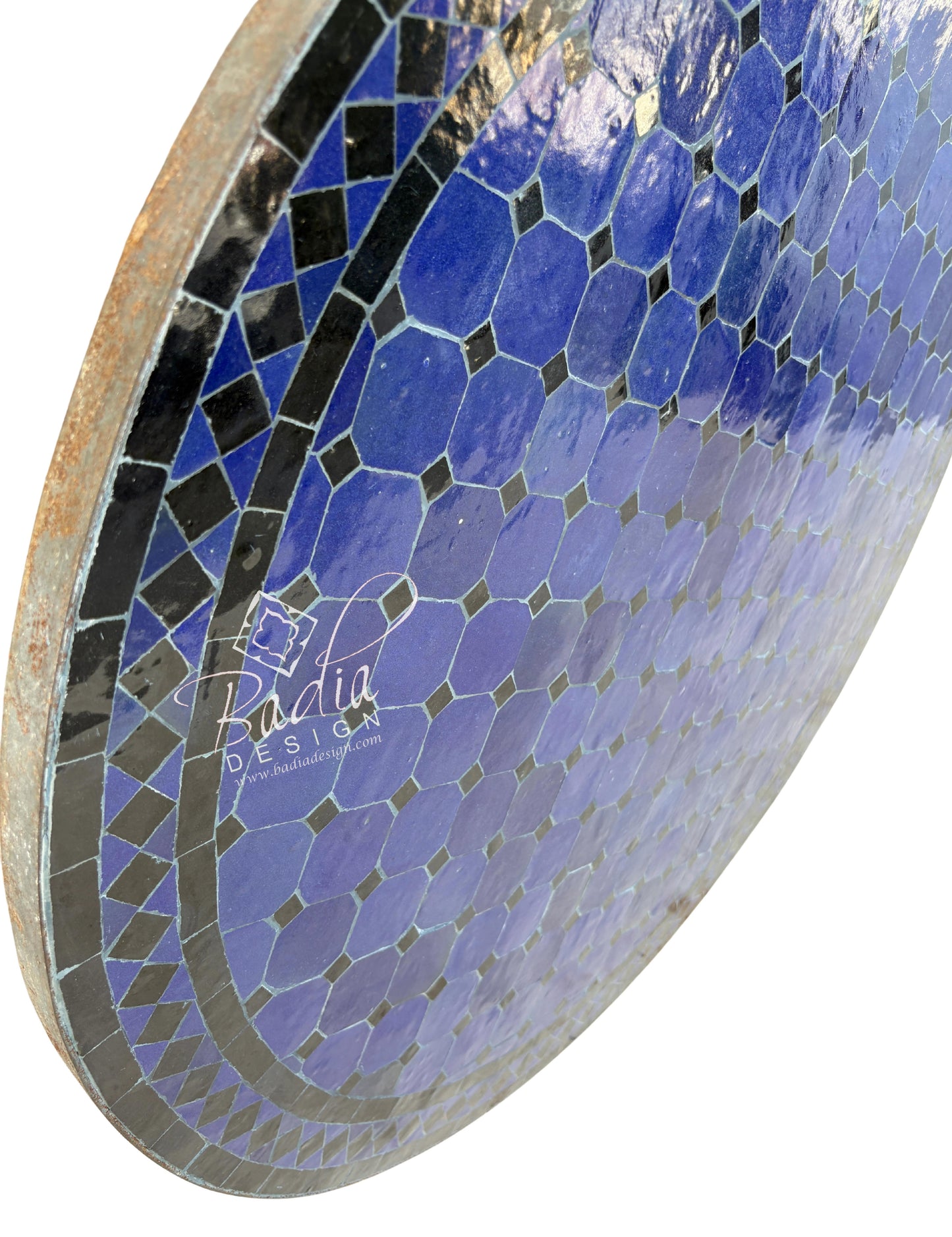 36 Inch Dark Blue Mosaic Tile Table Top