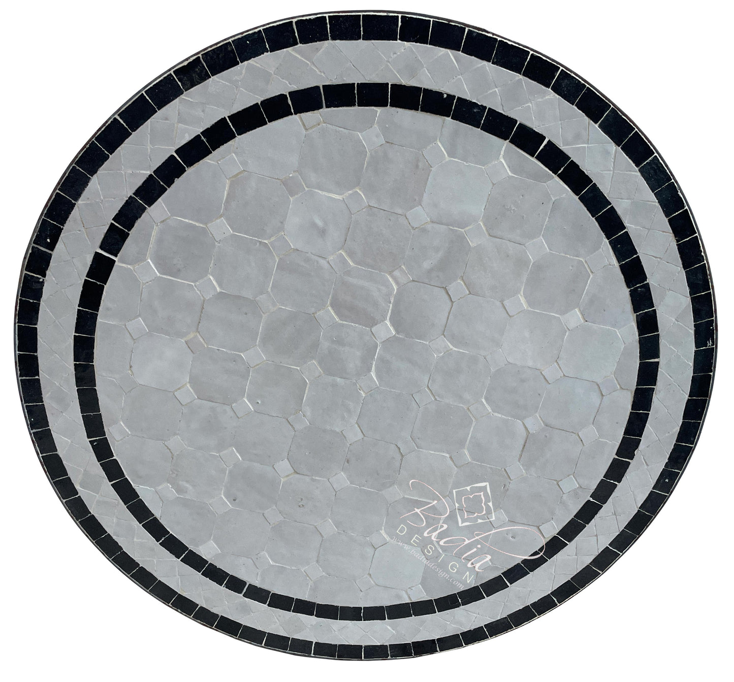 Black and White Round Tile Table Top