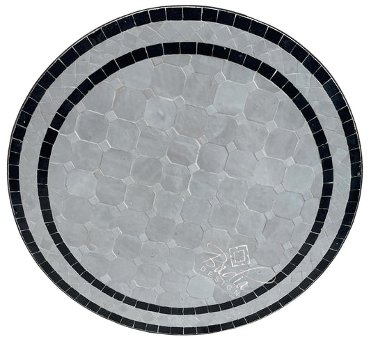 Black and White Round Tile Table Top