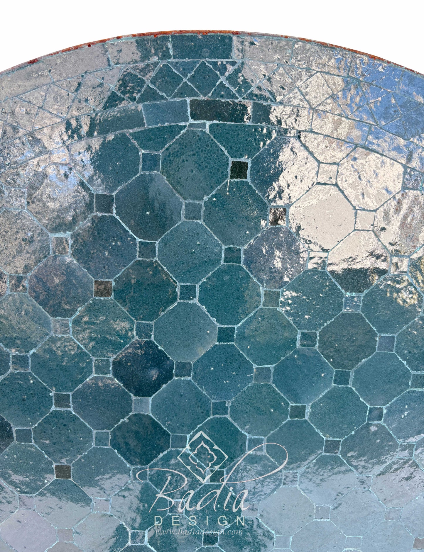 36 Inch Teal Green Tile Table Top