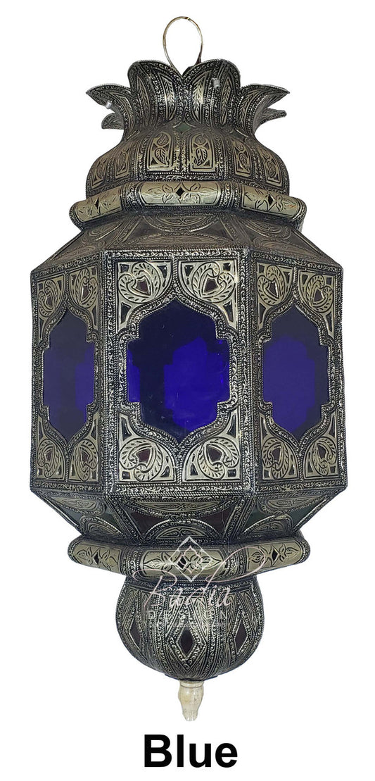 Vintage Silver Lanterns with Multi-Color Glass