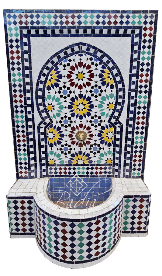 Multi-Color Mosaic Tile Water Fountain