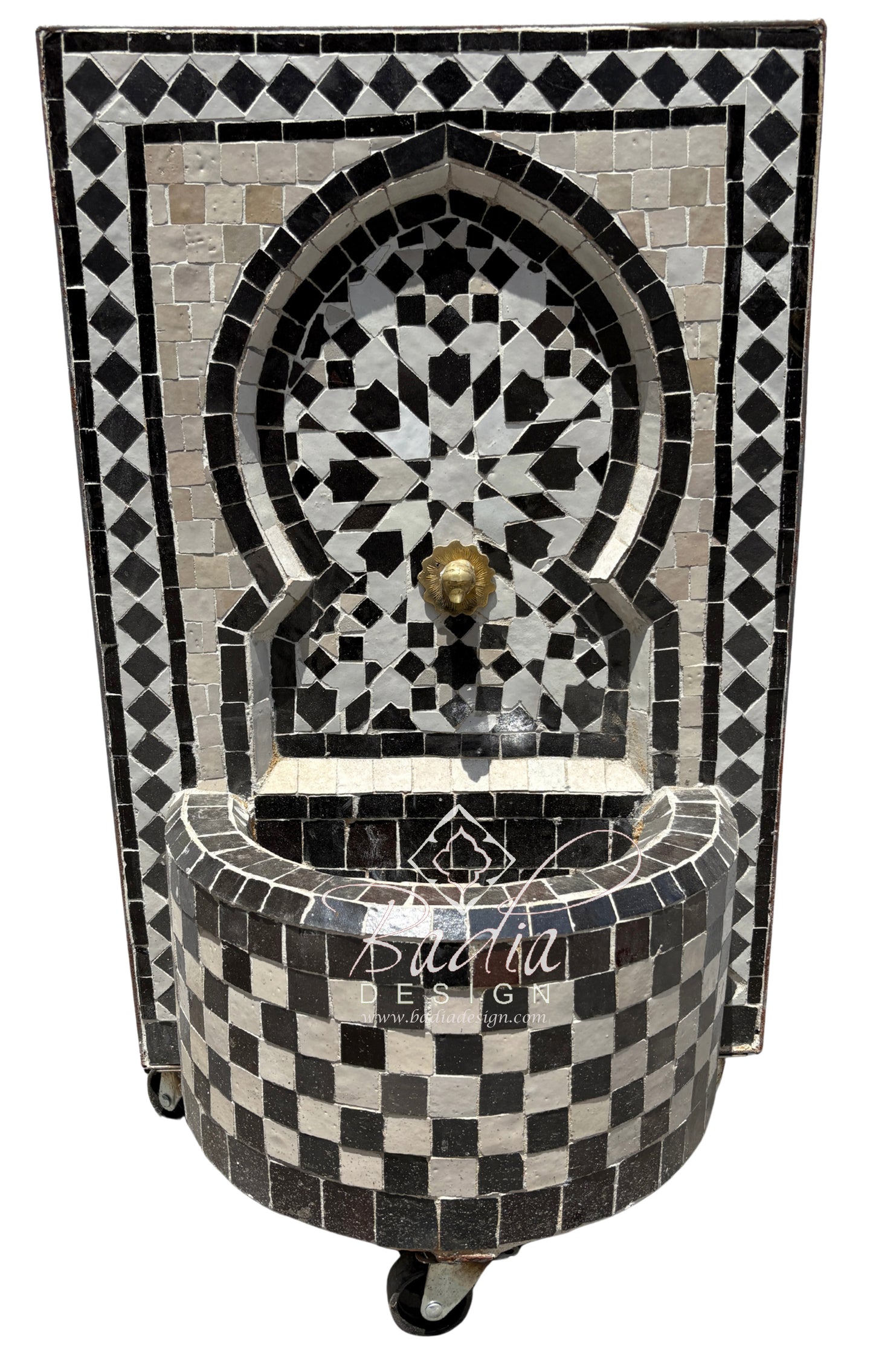 Small Brown and Beige Tile Water Fountain