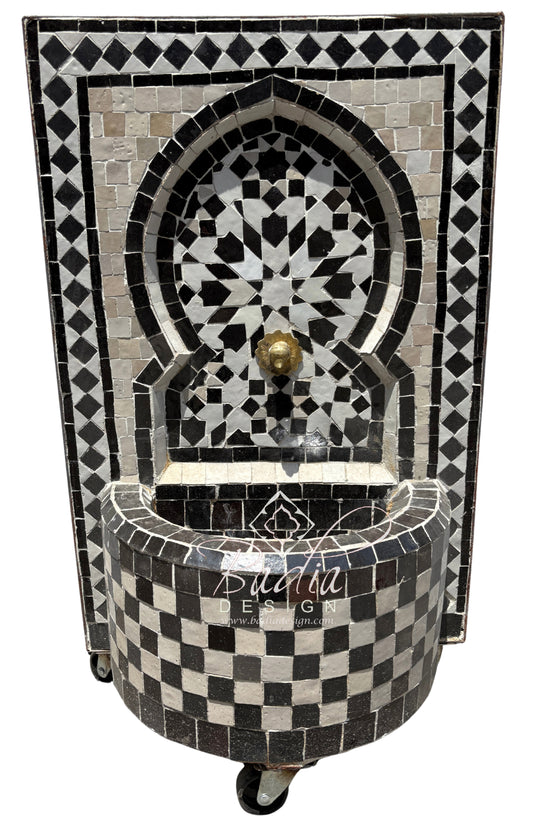 Small Brown and Beige Tile Water Fountain