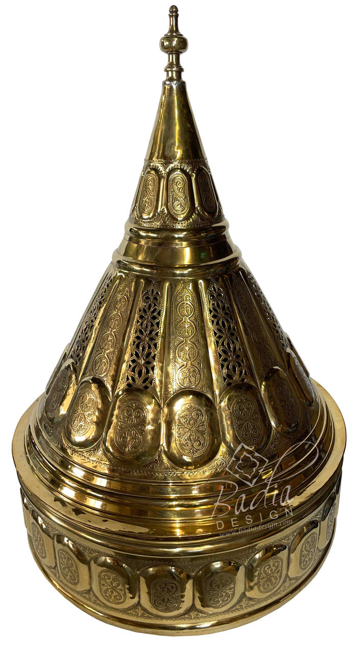 Large Hand Carved Brass Tajine