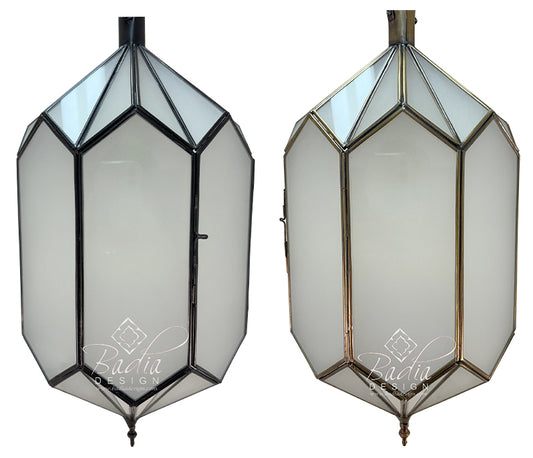 White Glass Prism Pendant Light Fixture