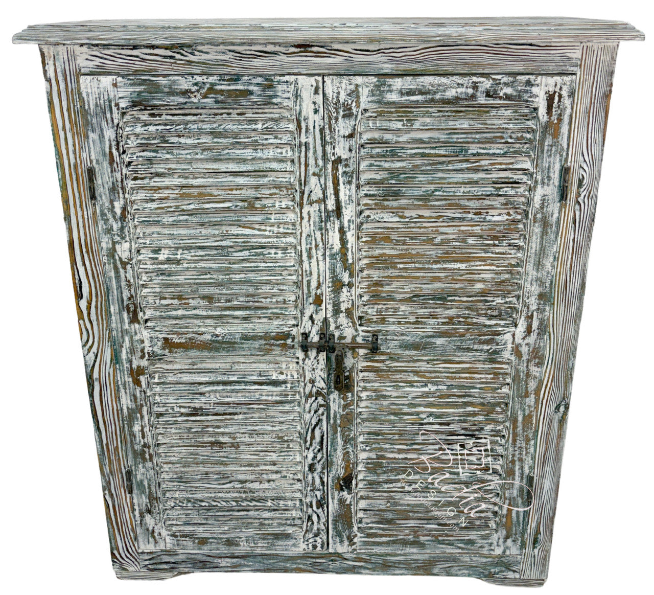 Handcrafted Moroccan Whitewash Cedar Wood Cabinet
