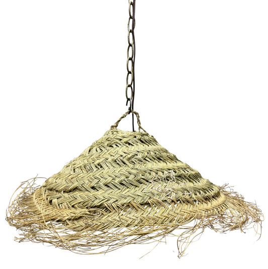 Wide Cone Shaped Raffia Lantern