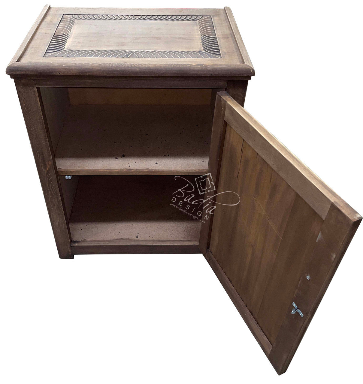 Stained Hand Carved Wooden Nightstand