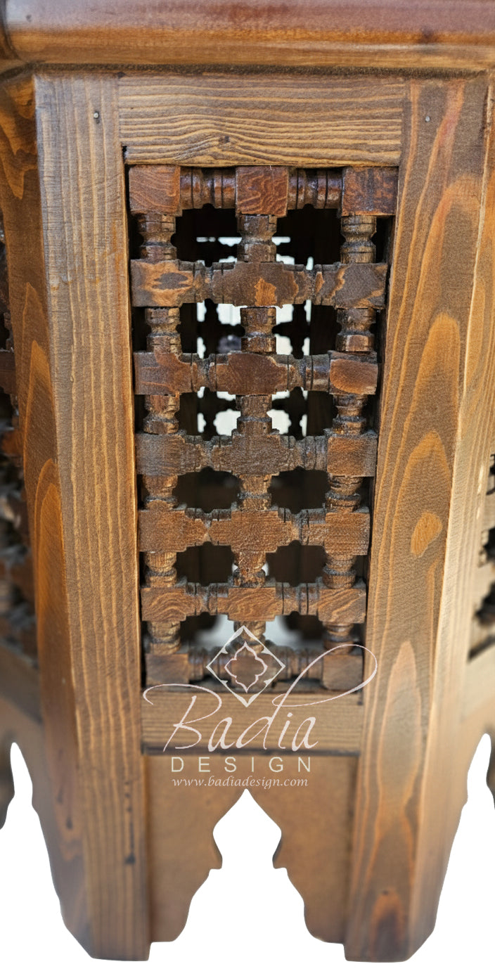 Wooden Stool With Leather Seat Cover