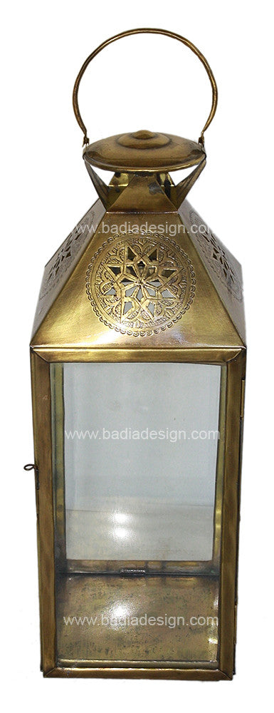 Brass Floor Lantern with Clear Glass