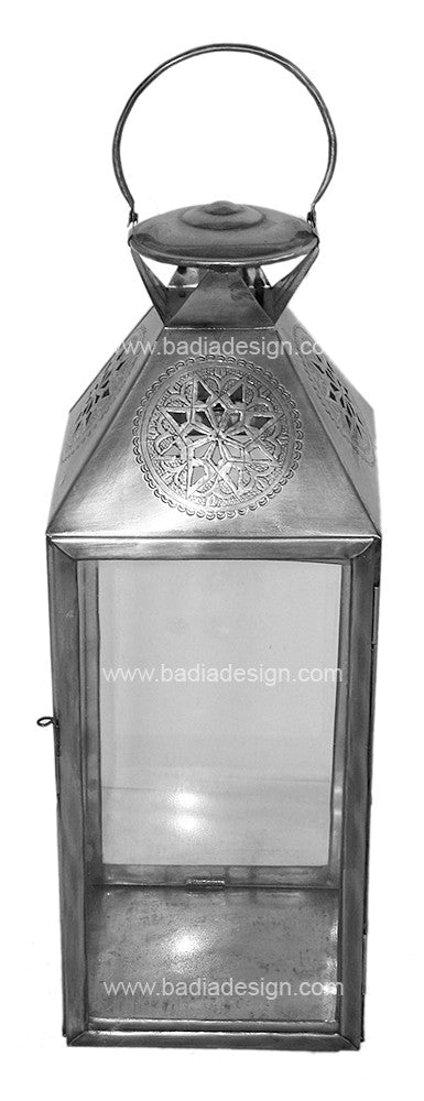 Silver Lantern with Clear Glass