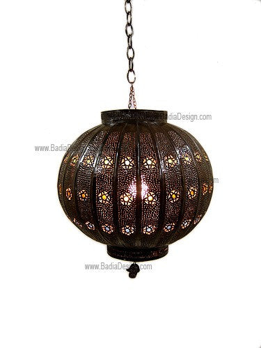 Moroccan Round Black Tin Lantern