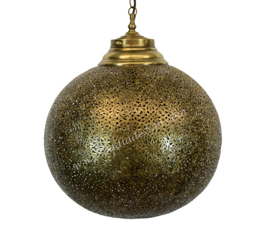 Hand Punched Hanging Brass Ball Lantern