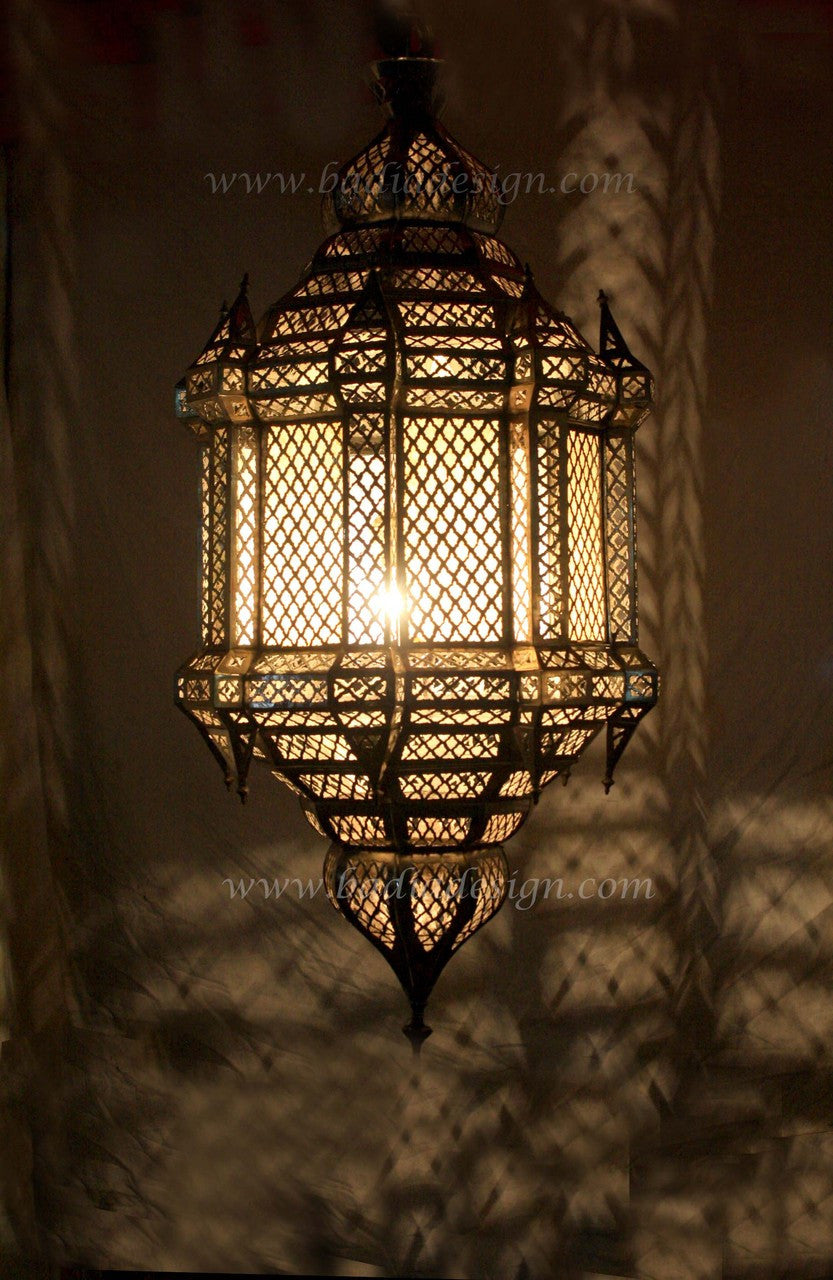 Ornate Hanging Brass and Silver Lantern