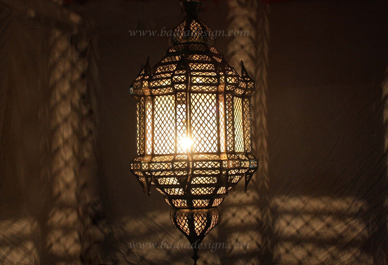 Ornate Hanging Brass and Silver Lantern