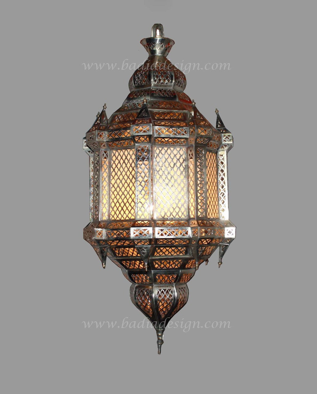 Ornate Hanging Brass and Silver Lantern