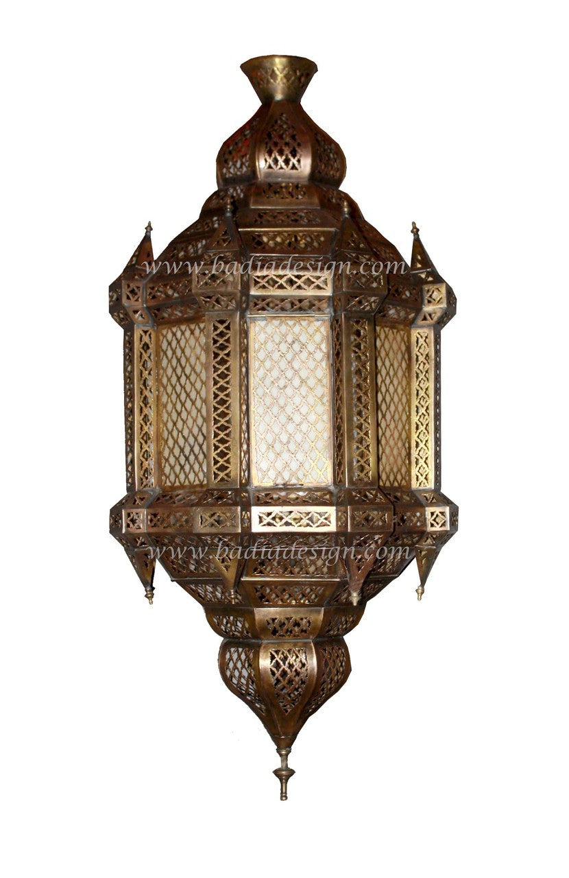 Ornate Hanging Brass and Silver Lantern