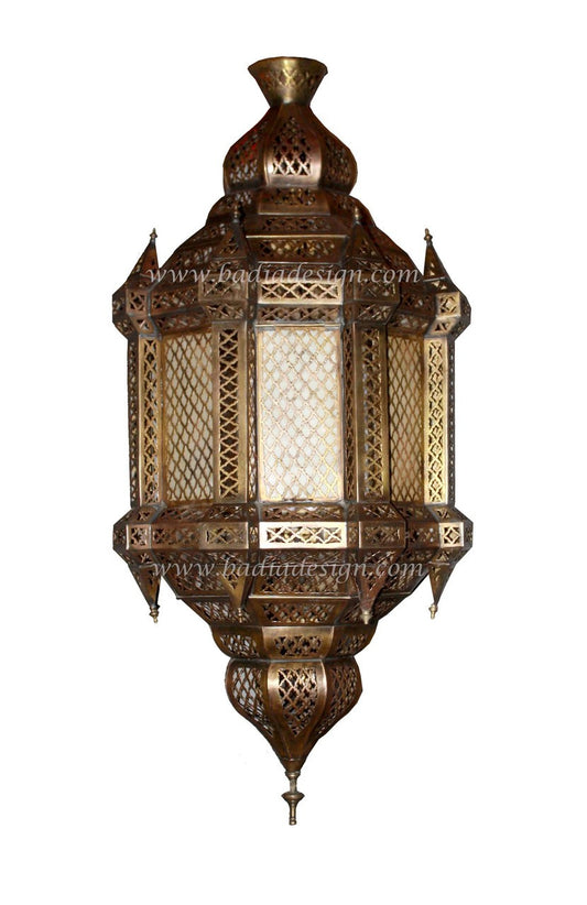 Ornate Hanging Brass and Silver Lantern