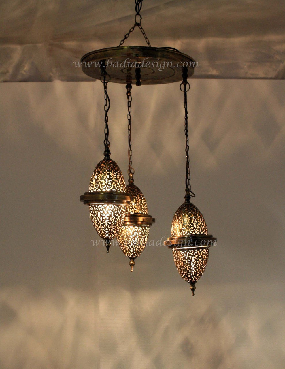 Brass Chandelier with Hanging Lights