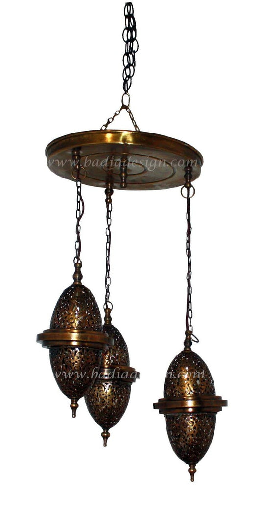Brass Chandelier with Hanging Lights