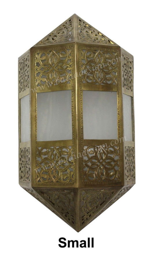 Brass Wall Sconce with White Glass
