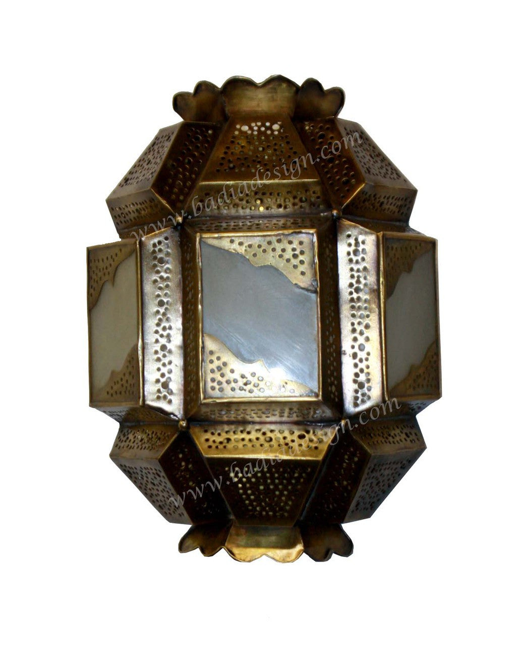 Brass Wall Sconce with White Glass