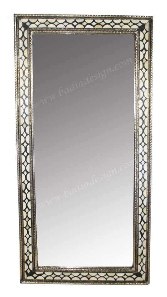 Rectangular Metal Embossed Bone Mirror