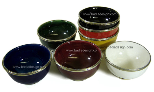 Hand Painted Moroccan Metal and Ceramic Bowl