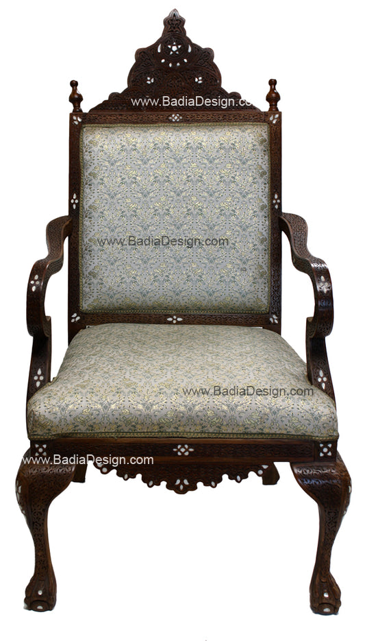 Elegantly Designed Mother of Pearl Inlay Hand Designed Chair - MOP-CH010