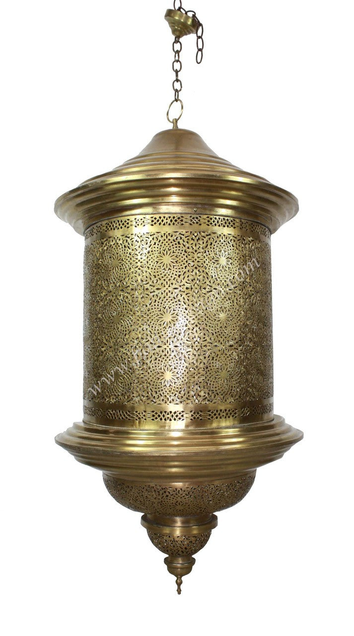 Hand Punched Brass and Silver Chandelier