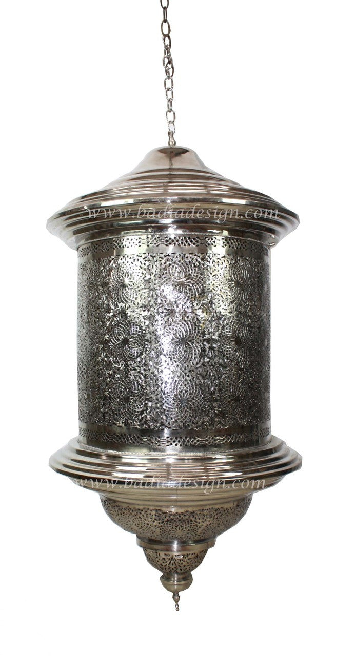 Hand Punched Brass and Silver Chandelier